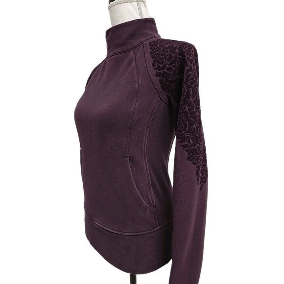 Lululemon Floral Flock Pullover Sweatshirt Black Berry Women's Size 4 - Picture 3 of 8